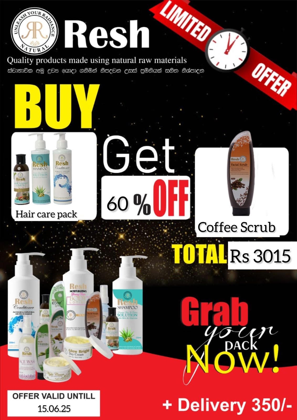 Coffee Scrub 60% OFF with Hair Care Pack